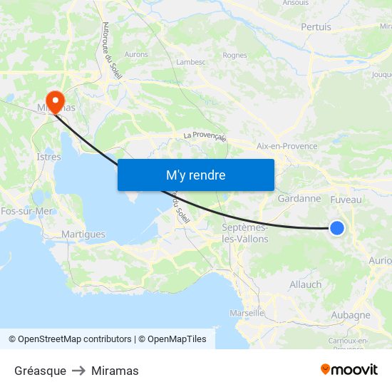 Gréasque to Miramas map