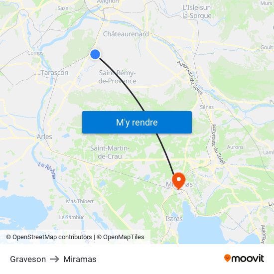 Graveson to Miramas map