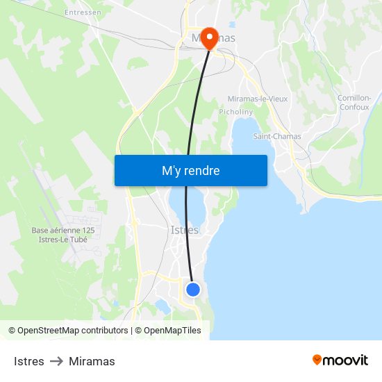 Istres to Miramas map