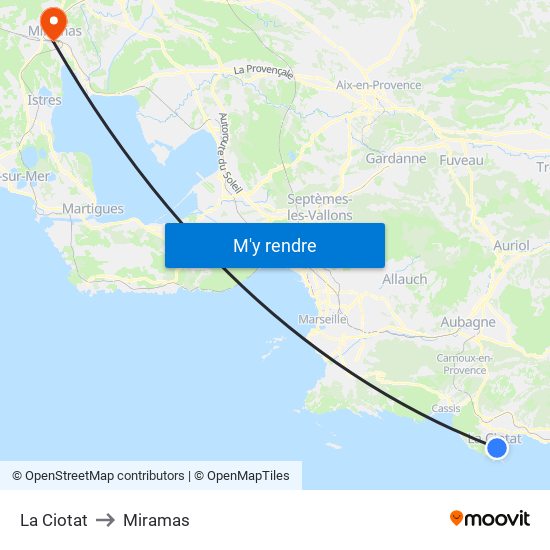 La Ciotat to Miramas map