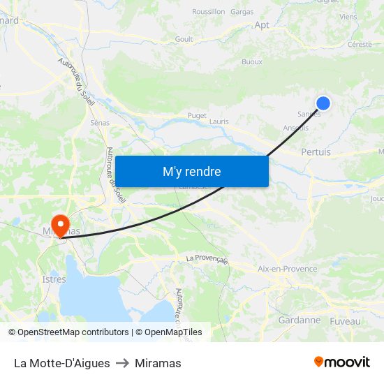 La Motte-D'Aigues to Miramas map