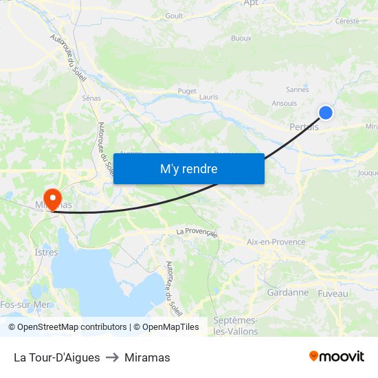 La Tour-D'Aigues to Miramas map