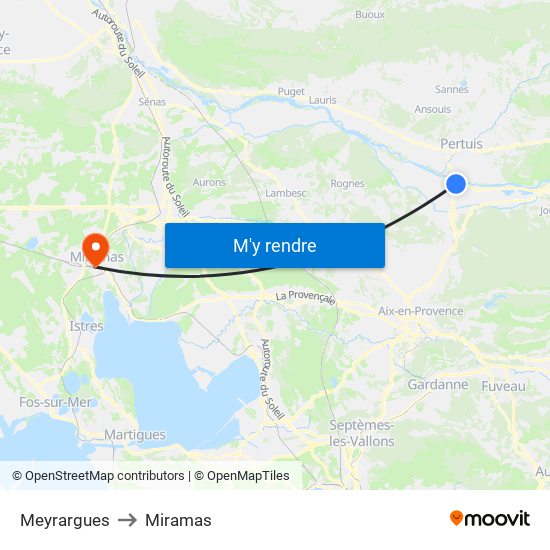 Meyrargues to Miramas map