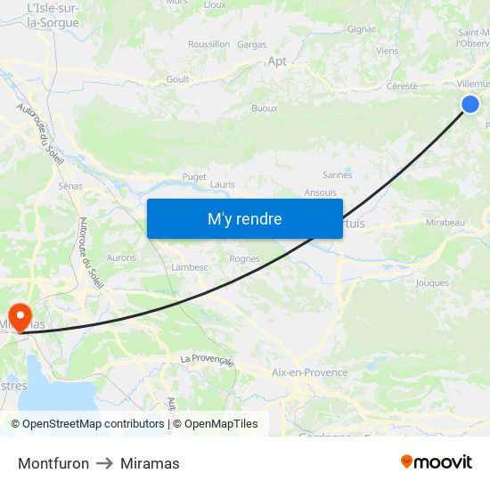 Montfuron to Miramas map