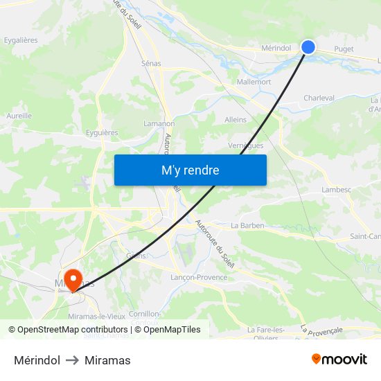 Mérindol to Miramas map