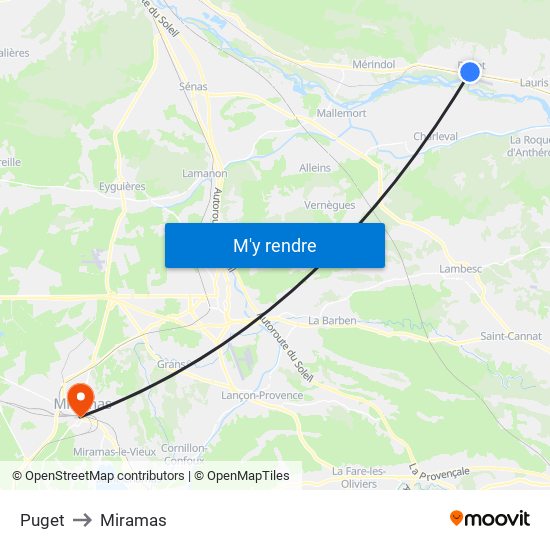 Puget to Miramas map