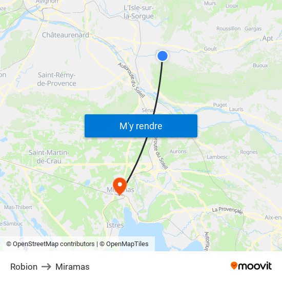 Robion to Miramas map