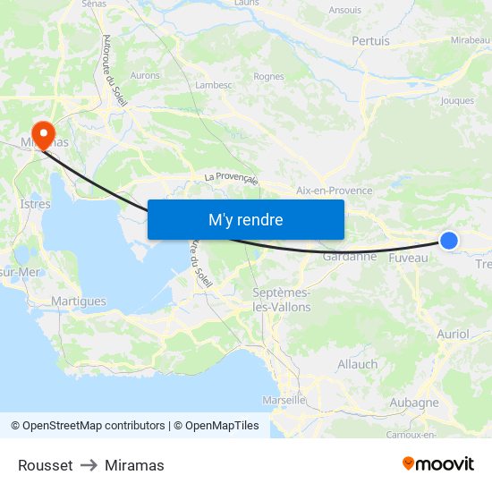 Rousset to Miramas map