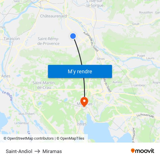 Saint-Andiol to Miramas map
