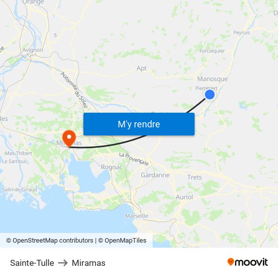 Sainte-Tulle to Miramas map
