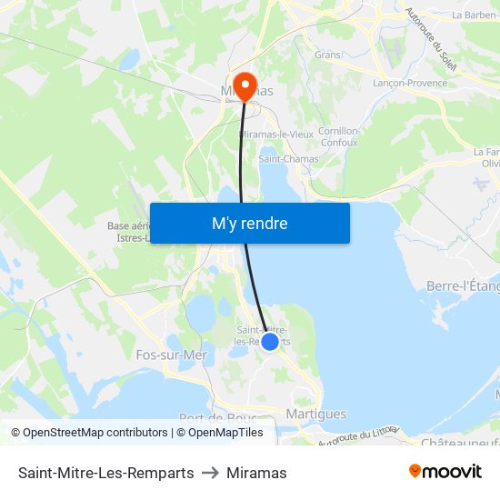 Saint-Mitre-Les-Remparts to Miramas map