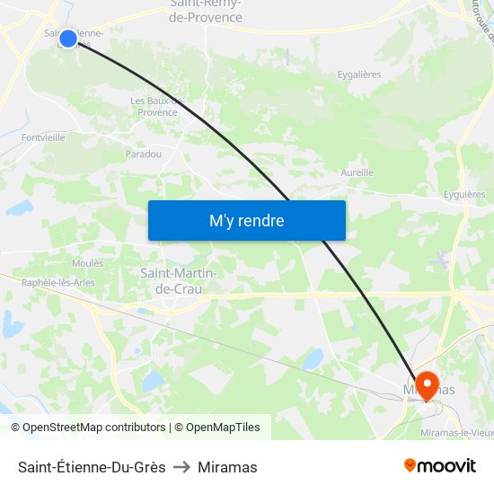 Saint-Étienne-Du-Grès to Miramas map