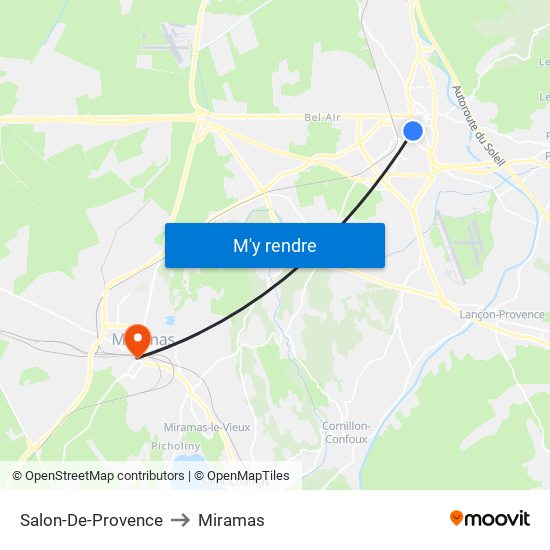 Salon-De-Provence to Miramas map