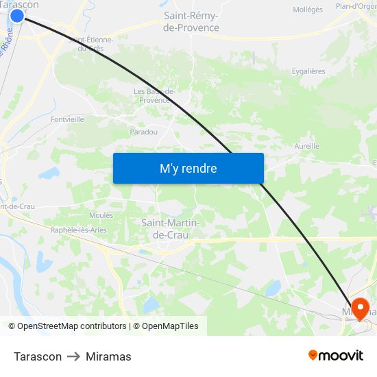 Tarascon to Miramas map