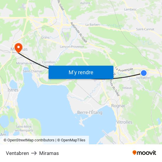 Ventabren to Miramas map