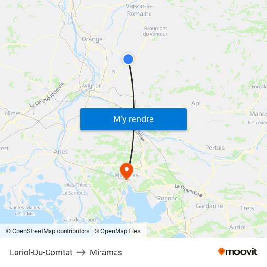 Loriol-Du-Comtat to Miramas map
