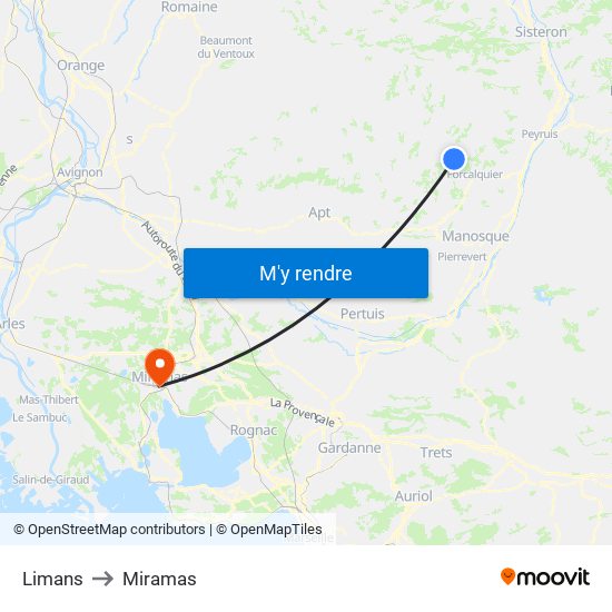 Limans to Miramas map