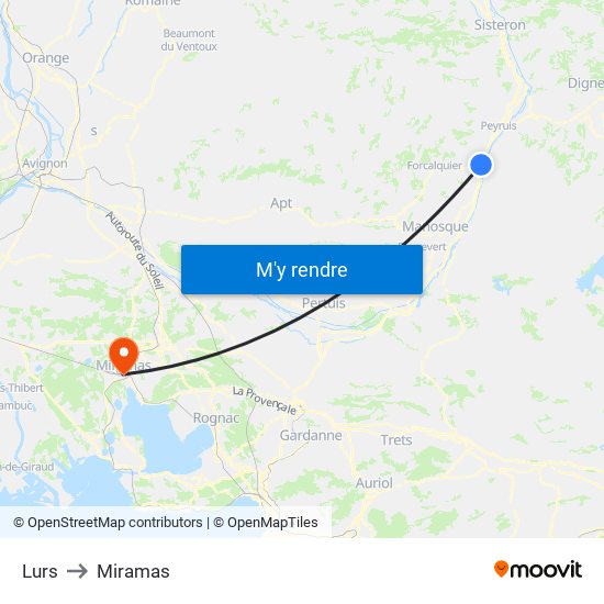 Lurs to Miramas map