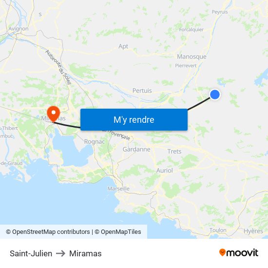 Saint-Julien to Miramas map