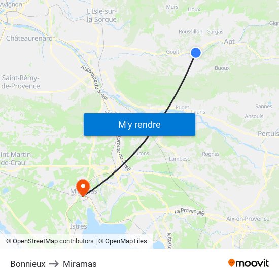 Bonnieux to Miramas map