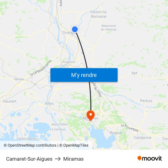 Camaret-Sur-Aigues to Miramas map