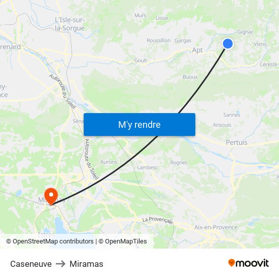 Caseneuve to Miramas map