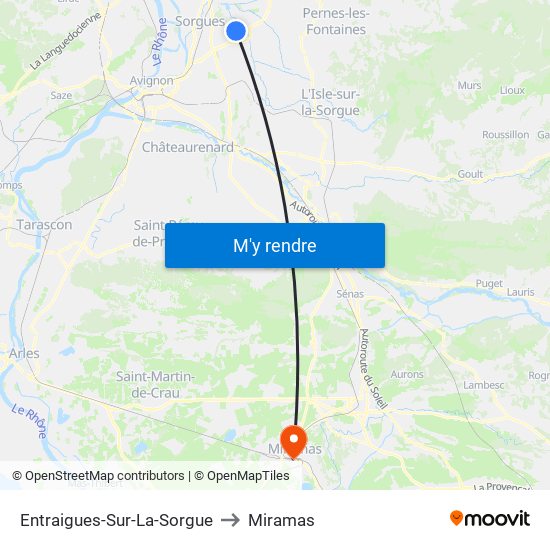 Entraigues-Sur-La-Sorgue to Miramas map