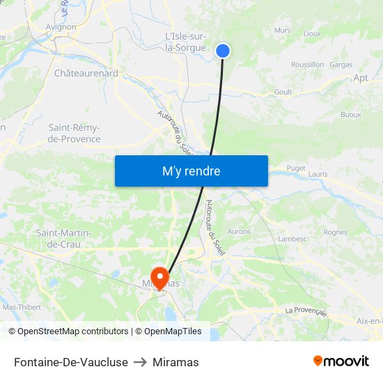Fontaine-De-Vaucluse to Miramas map