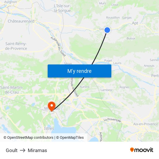 Goult to Miramas map