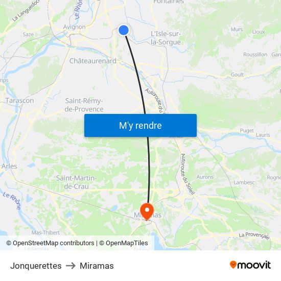 Jonquerettes to Miramas map