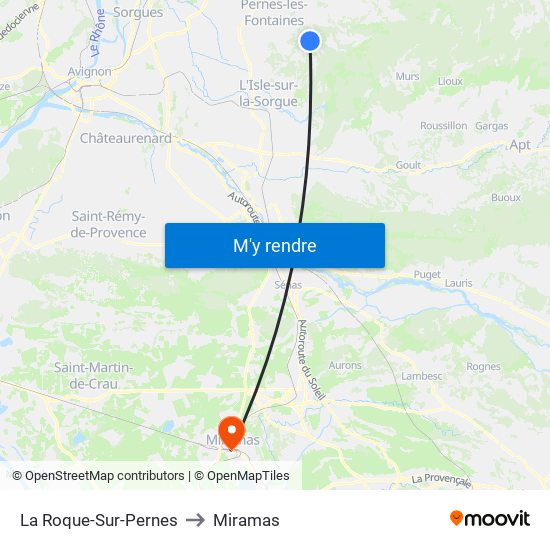 La Roque-Sur-Pernes to Miramas map