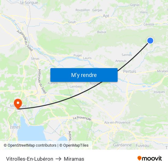 Vitrolles-En-Lubéron to Miramas map