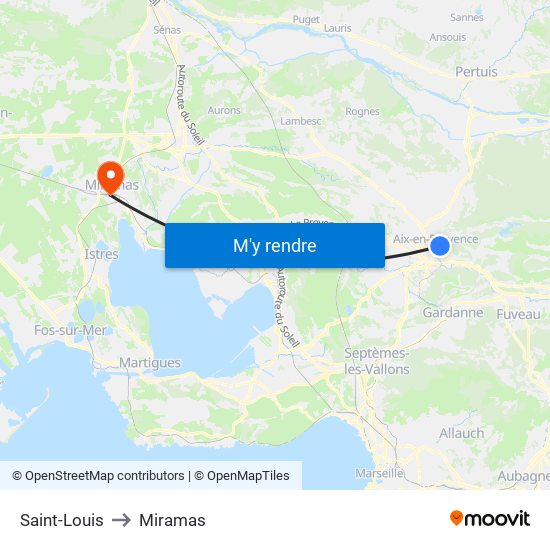 Saint-Louis to Miramas map
