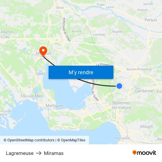 Lagremeuse to Miramas map