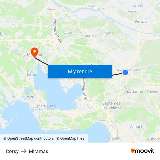 Corsy to Miramas map