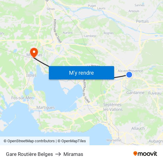 Gare Routière Belges to Miramas map