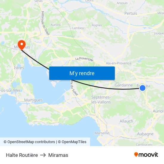 Halte Routière to Miramas map
