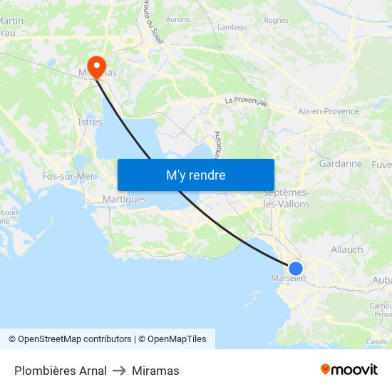 Plombières Arnal to Miramas map