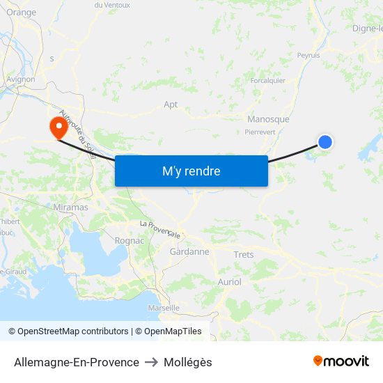 Allemagne-En-Provence to Mollégès map