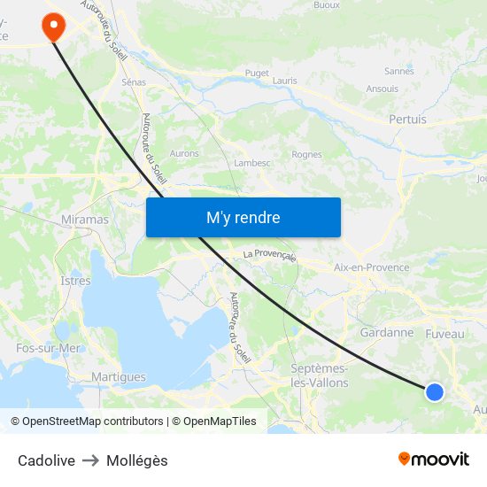 Cadolive to Mollégès map