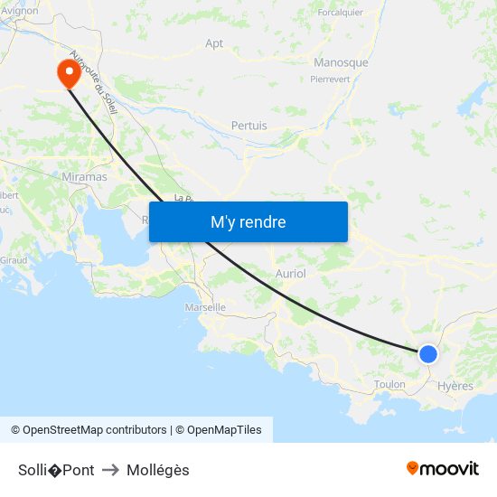 Solli�Pont to Mollégès map