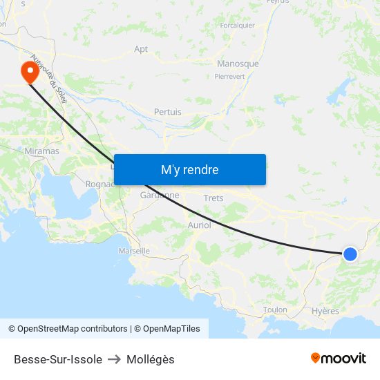 Besse-Sur-Issole to Mollégès map