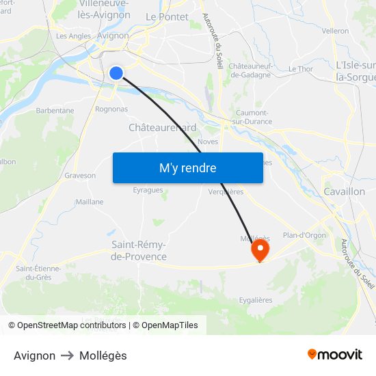 Avignon to Avignon map