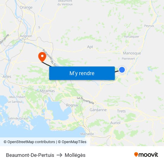 Beaumont-De-Pertuis to Mollégès map