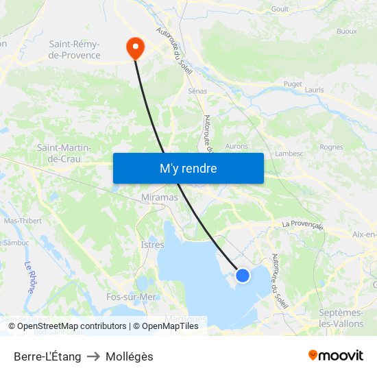 Berre-L'Étang to Mollégès map