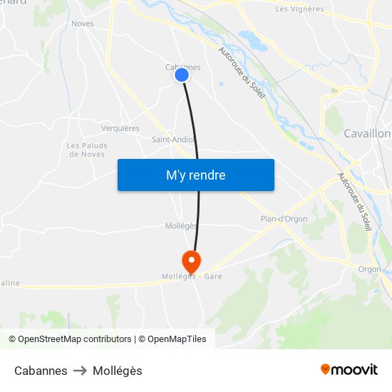 Cabannes to Mollégès map