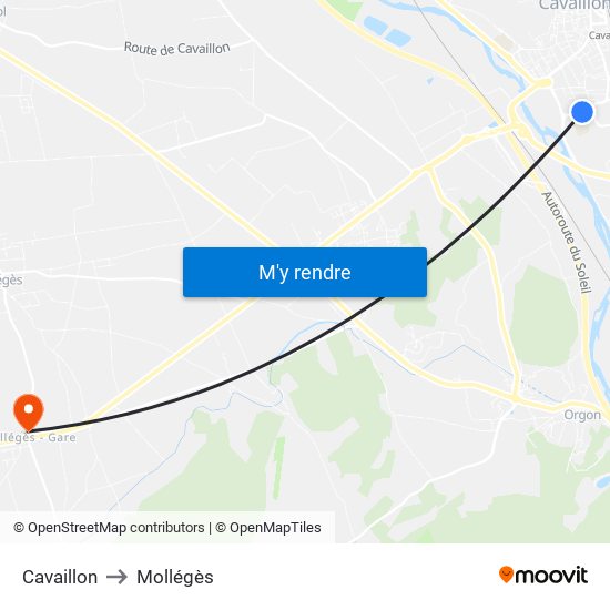 Cavaillon to Mollégès map