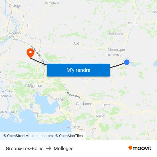 Gréoux-Les-Bains to Mollégès map