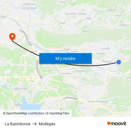 La Bastidonne to Mollégès map