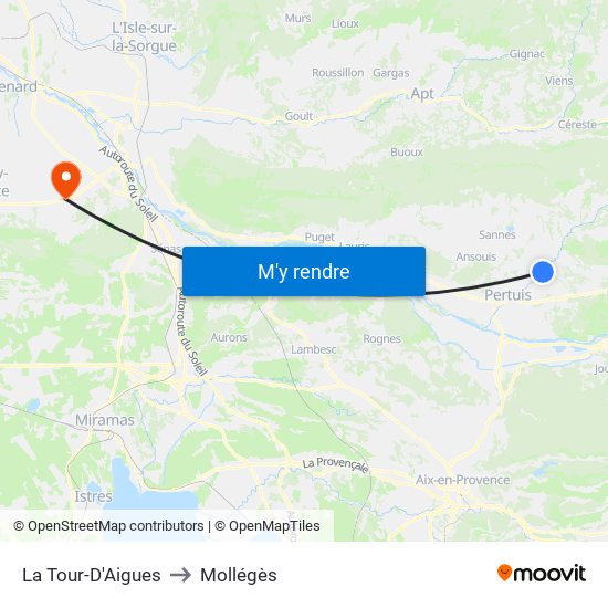 La Tour-D'Aigues to Mollégès map